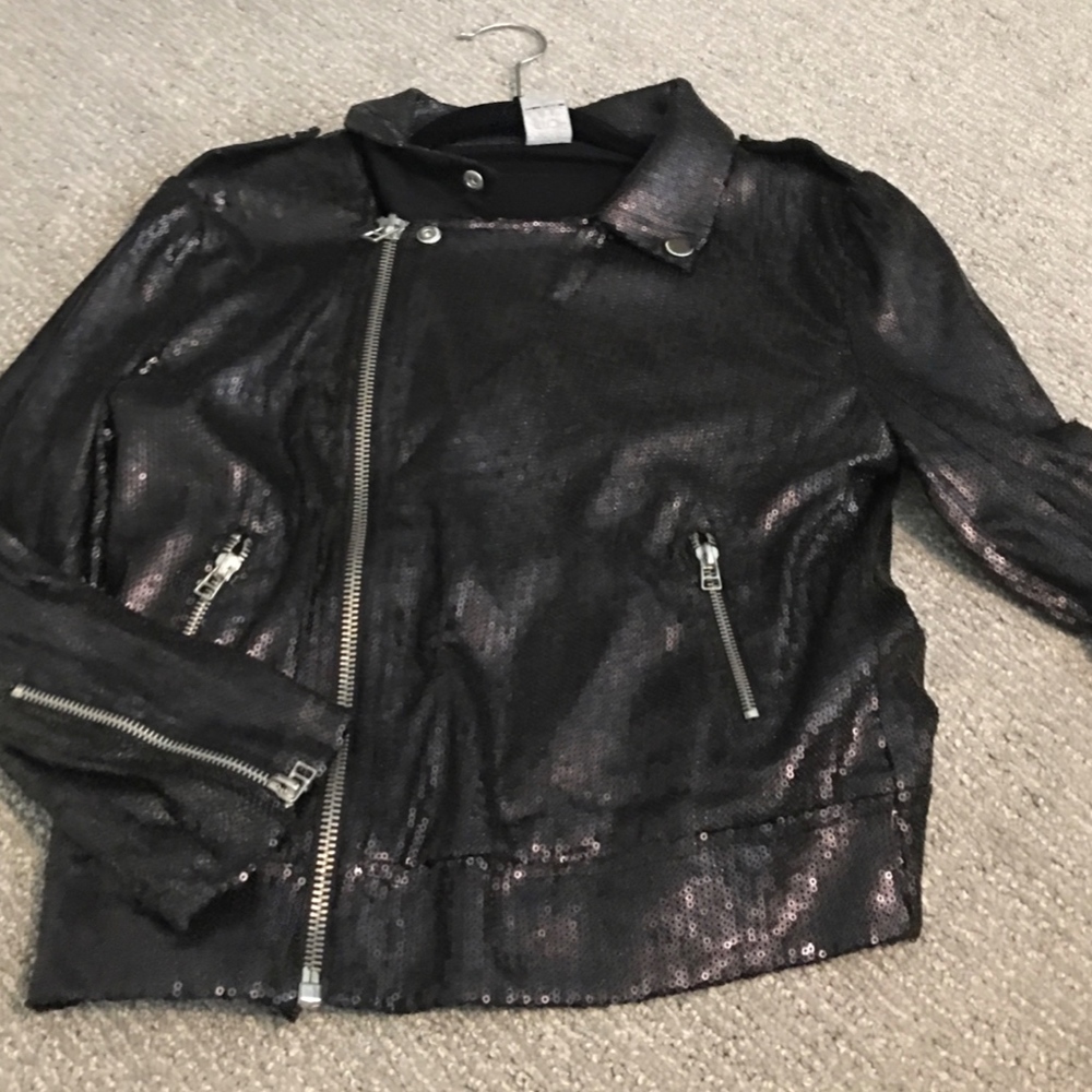 Matte Black Sequins Motto Jacket - image 2